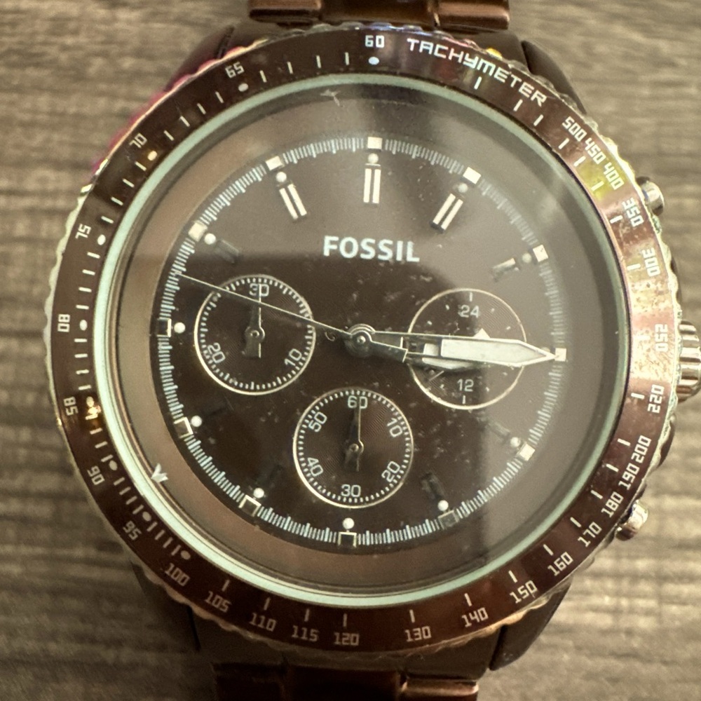 Fossil Stella Brown dial chronograph aluminum watch